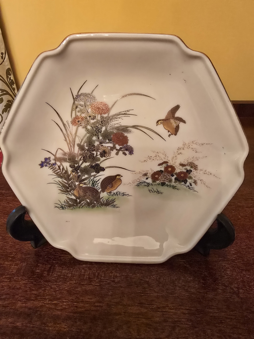 Vintage Otagiri Japan Plate - "Quail & Flowers"